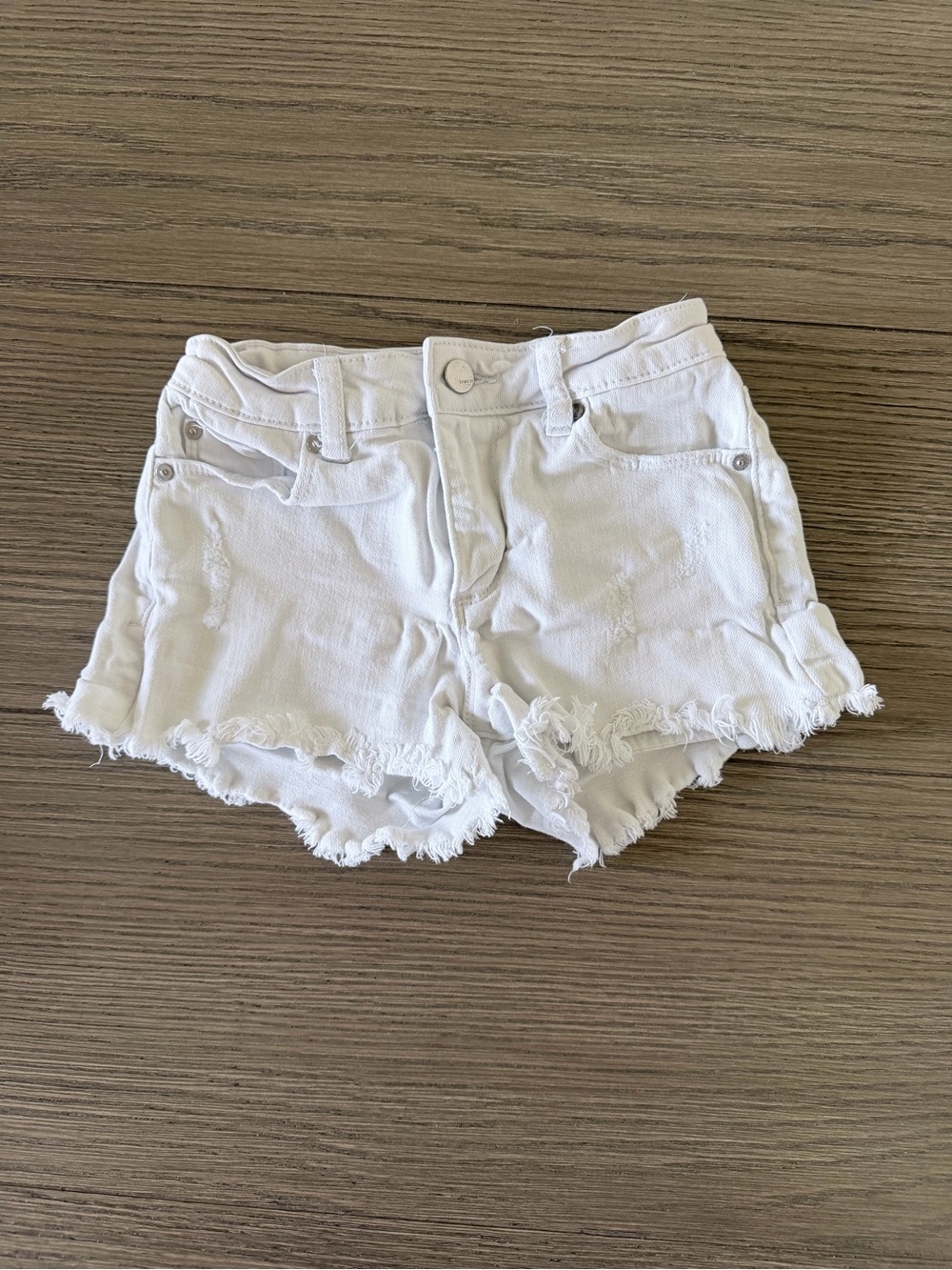 Kids White Frayed Denim Shorts